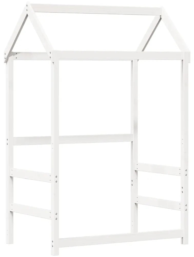 Conj. cama e banco c/ telhado 75x190 cm pinho maciço branco