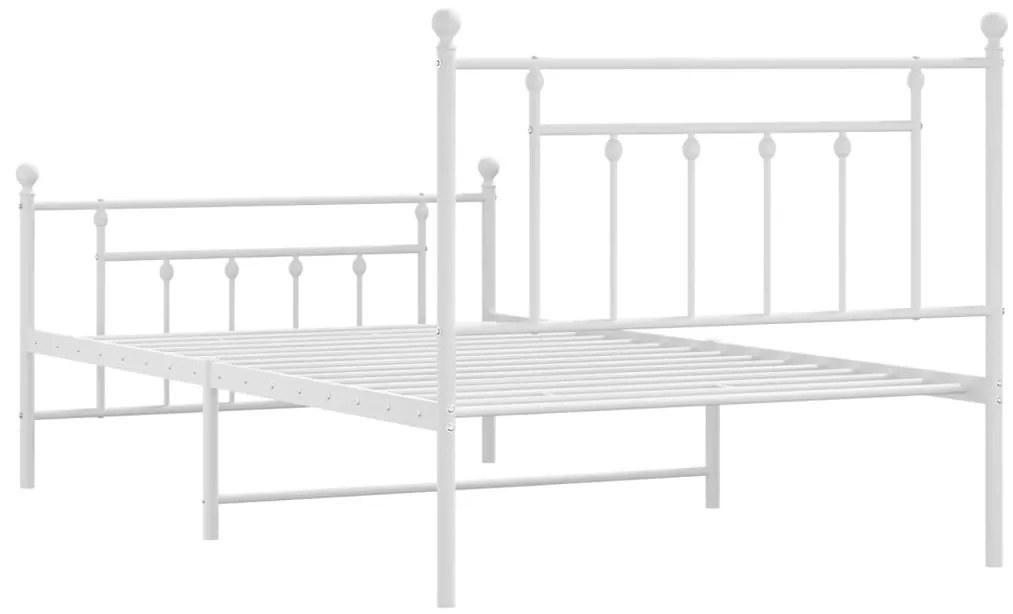 Estrutura de cama com cabeceira e pés 100x200 cm metal branco