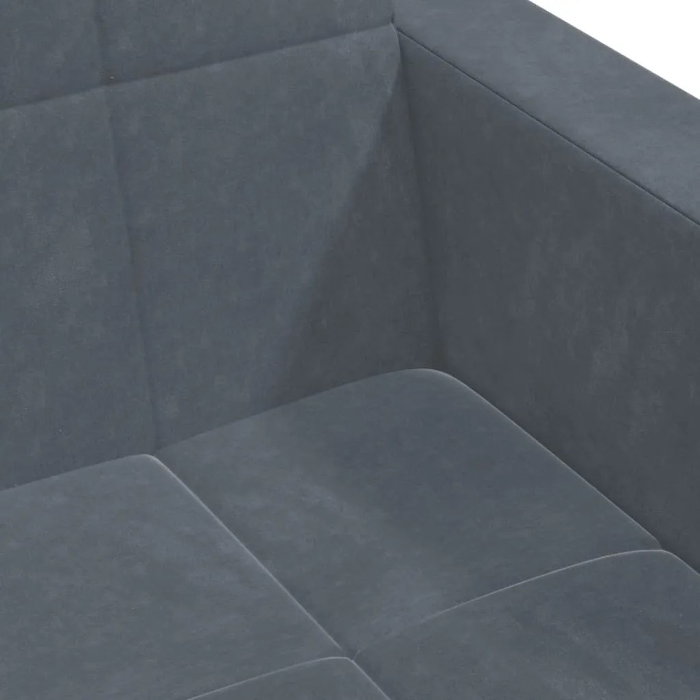 Sofá-cama 2 lugares c/ apoio de pés veludo cinzento-escuro