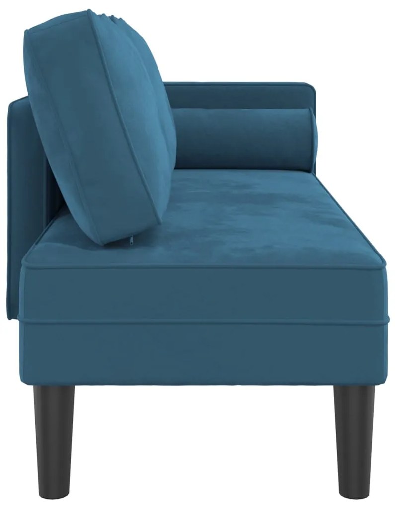 Chaise lounge com almofadões veludo azul