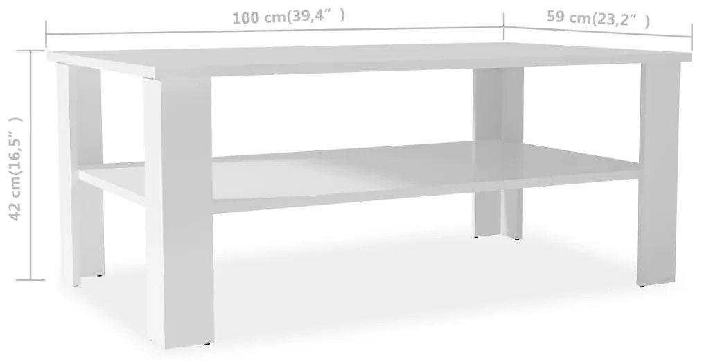 Mesa de centro em aglomerado 100x59x42 cm branco