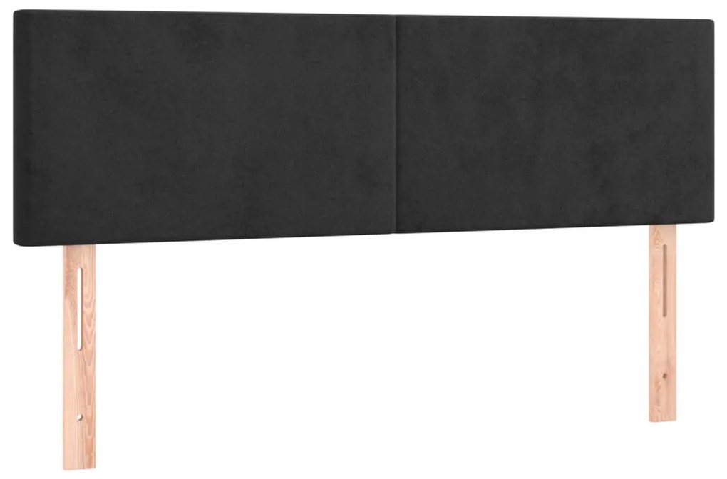 Cama box spring c/ colchão/LED 140x200 cm veludo preto