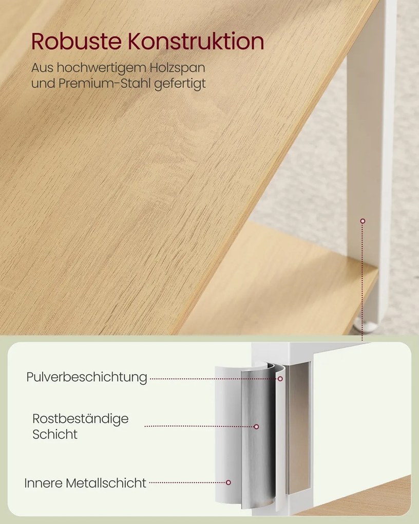 Estante com 14 prateleiras e estrutura metálica 24 x 128 x 166 cm em tom de carvalho dourado e branco