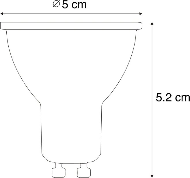 Conjunto de 5 lâmpadas LED GU10 50 reguláveis 3,9W 450 lm 2700K Longlife