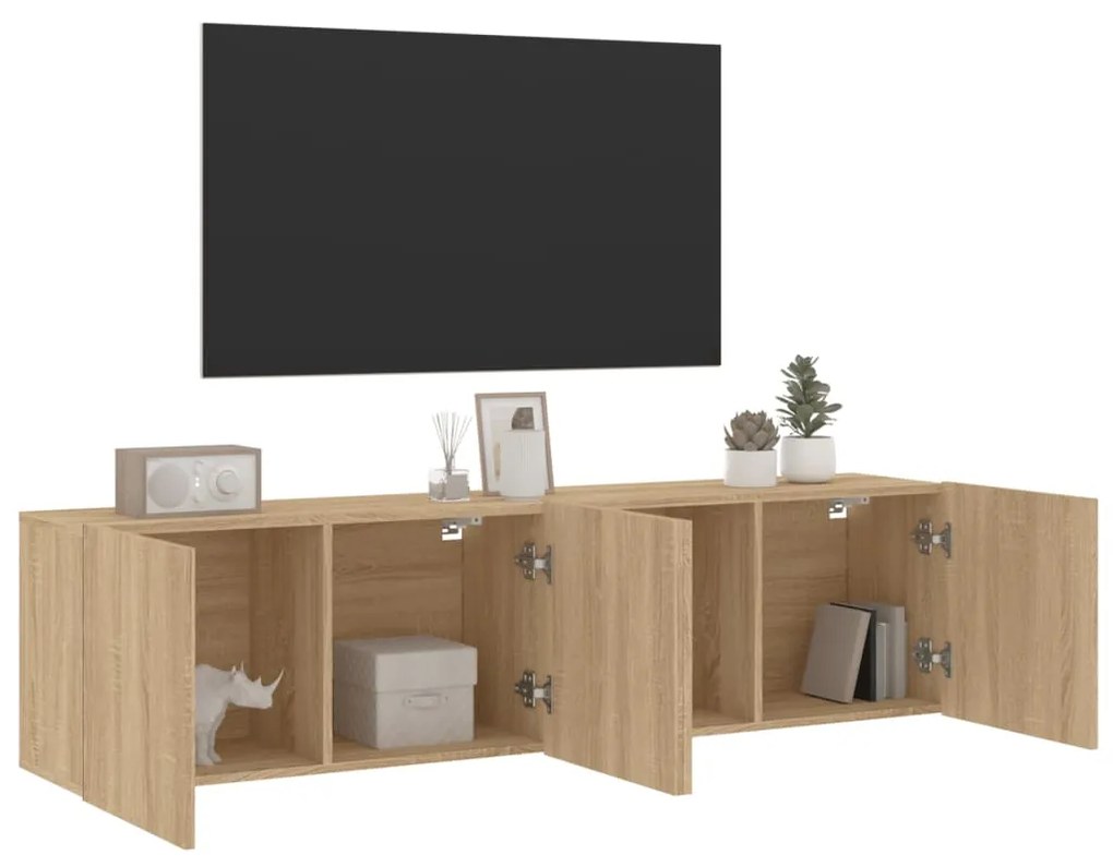 Móveis de parede para TV 2 pcs 80x30x41 cm carvalho sonoma
