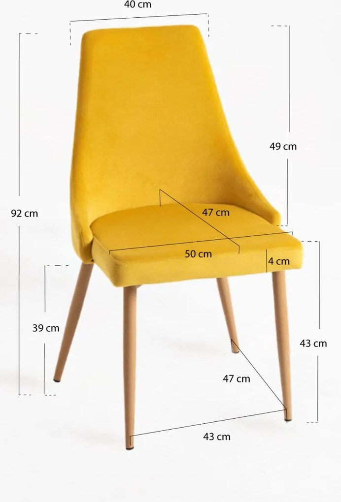 Pack 6 Cadeiras Stoik Wood - Amarelo