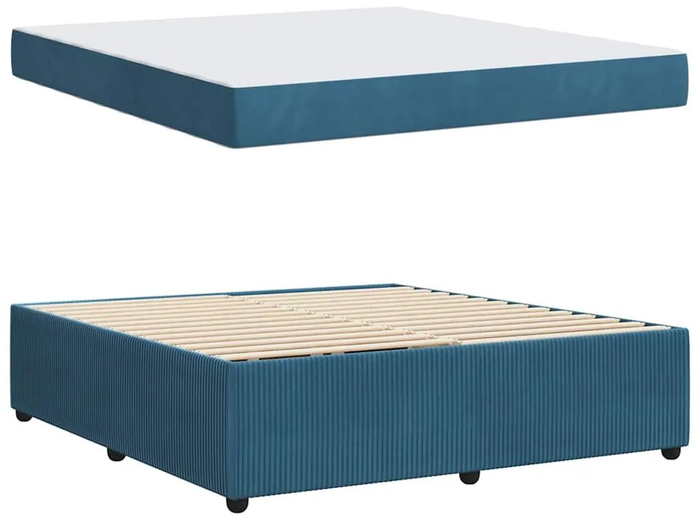 Estrutura de cama com colchão Outros Azul 180 x 200 cm Veludo