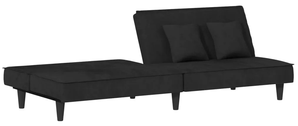 Sofá-cama veludo preto