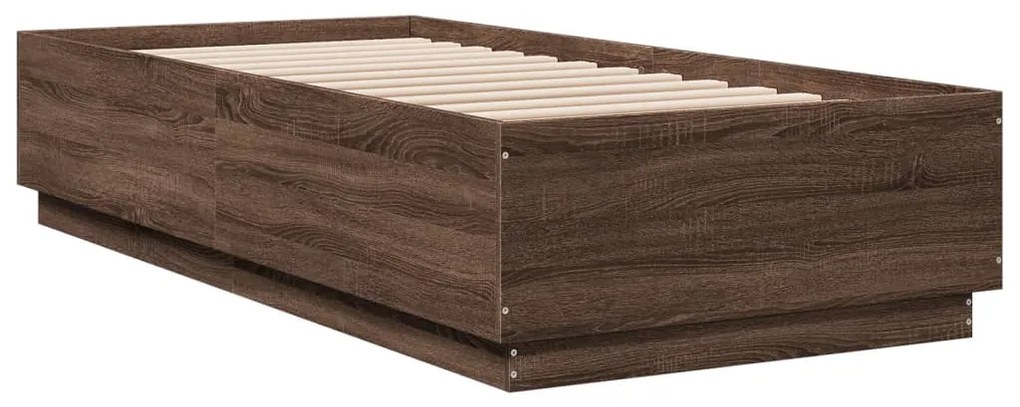 Estrutura de cama 90x200 cm derivados madeira carvalho castanho