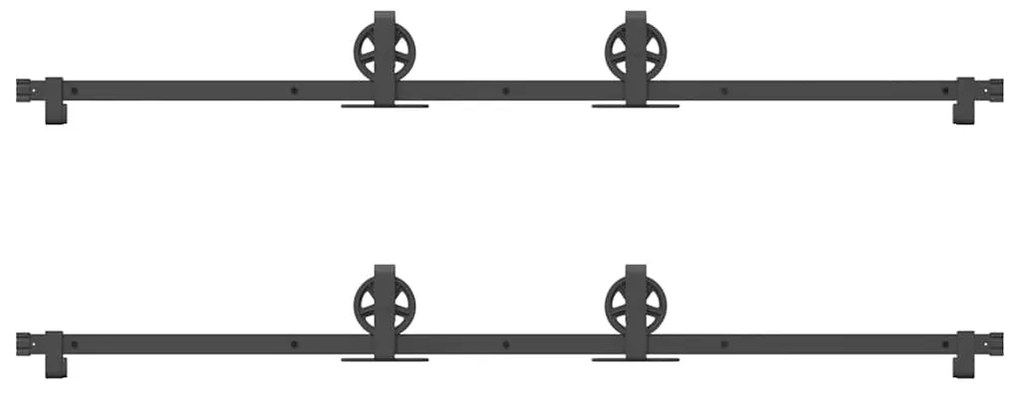 Kit de ferragens para porta deslizante 366 cm aço preto