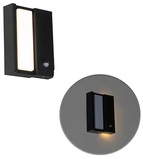 LED Moderno candeeiro de parede exterior IP44 preto com sensor de movimento - Spiare Moderno
