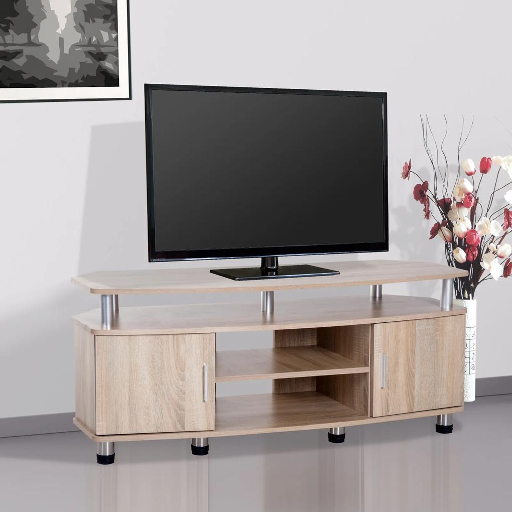 Móvel de Televisão mesa suporte de TV Armário com 2 portas e 2 estantes 120x39,5x52cm Cor Carvalho