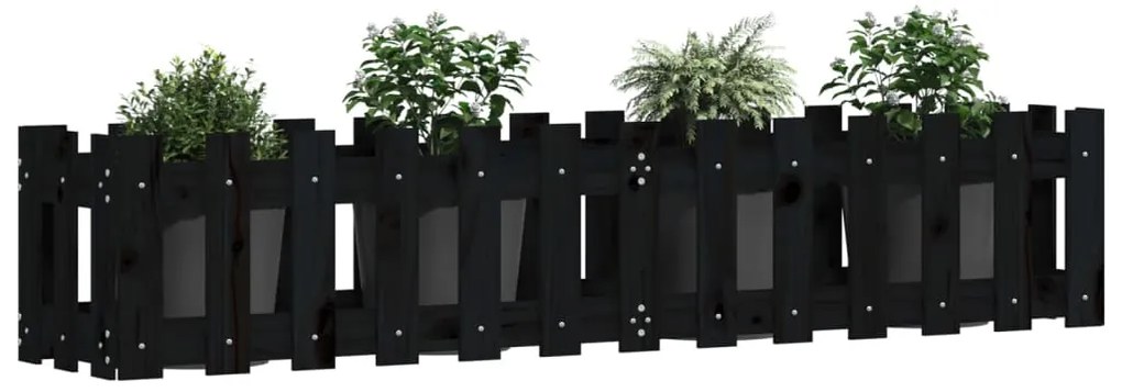 Canteiro elevado c/ design cerca 150x30x30cm pinho maciço preto