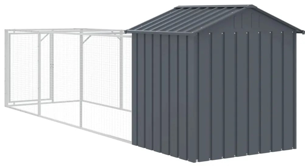 Casota p/ cães c/ telhado 117x405x123cm aço galvaniz. antracite