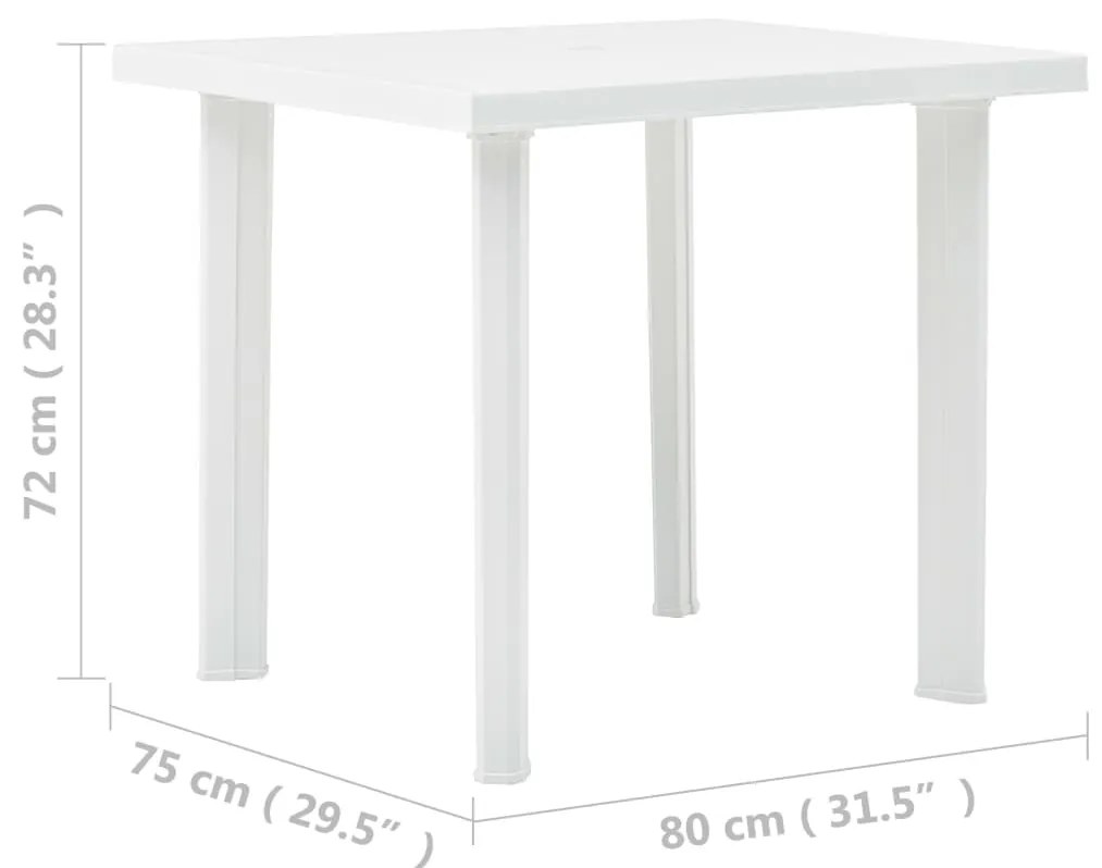 Mesa de jardim 80x75x72 cm plástico branco