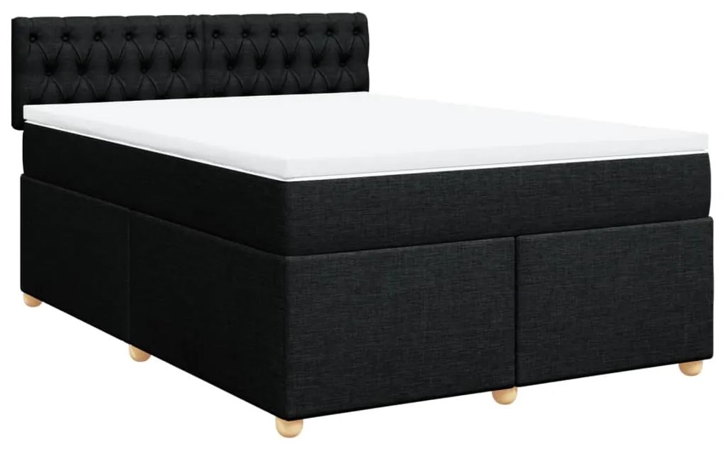 Cama com molas/colchão 160x200 cm tecido preto