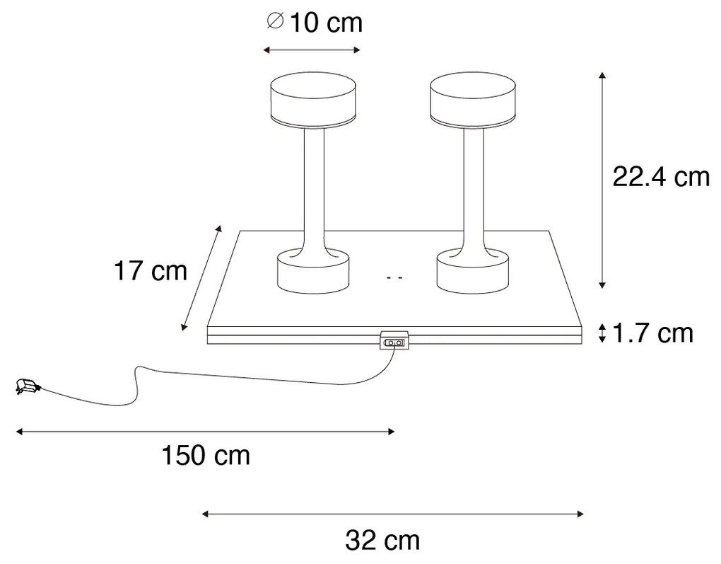 LED Conjunto de 2 Candeeiros de Mesa Recarregáveis Dourados RGBW - Isobel Moderno