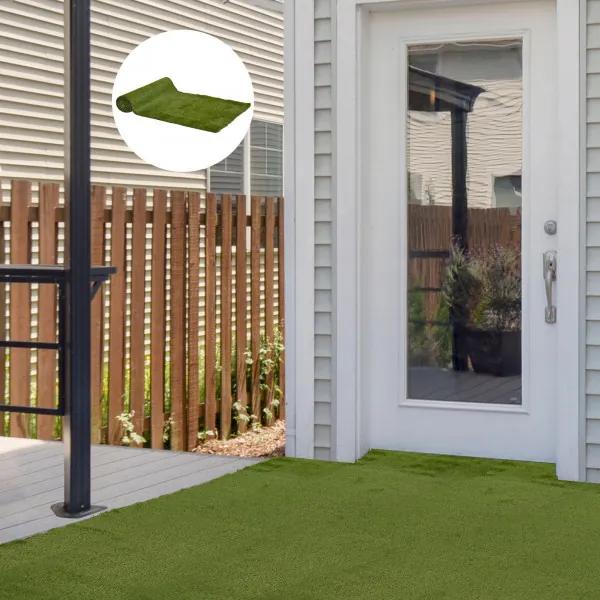 Grama artificial 1x4 m Espessura 30mm Realística para Terraço Jardim Varanda com Furos de Drenagem Verde
