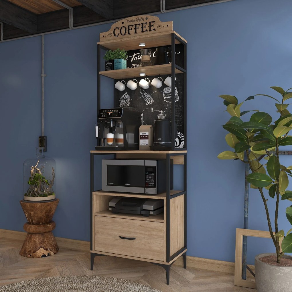 Armário Alto de Cozinha "Auri" - 70 x 190,8 x 40 cm - Nogueira - Desig