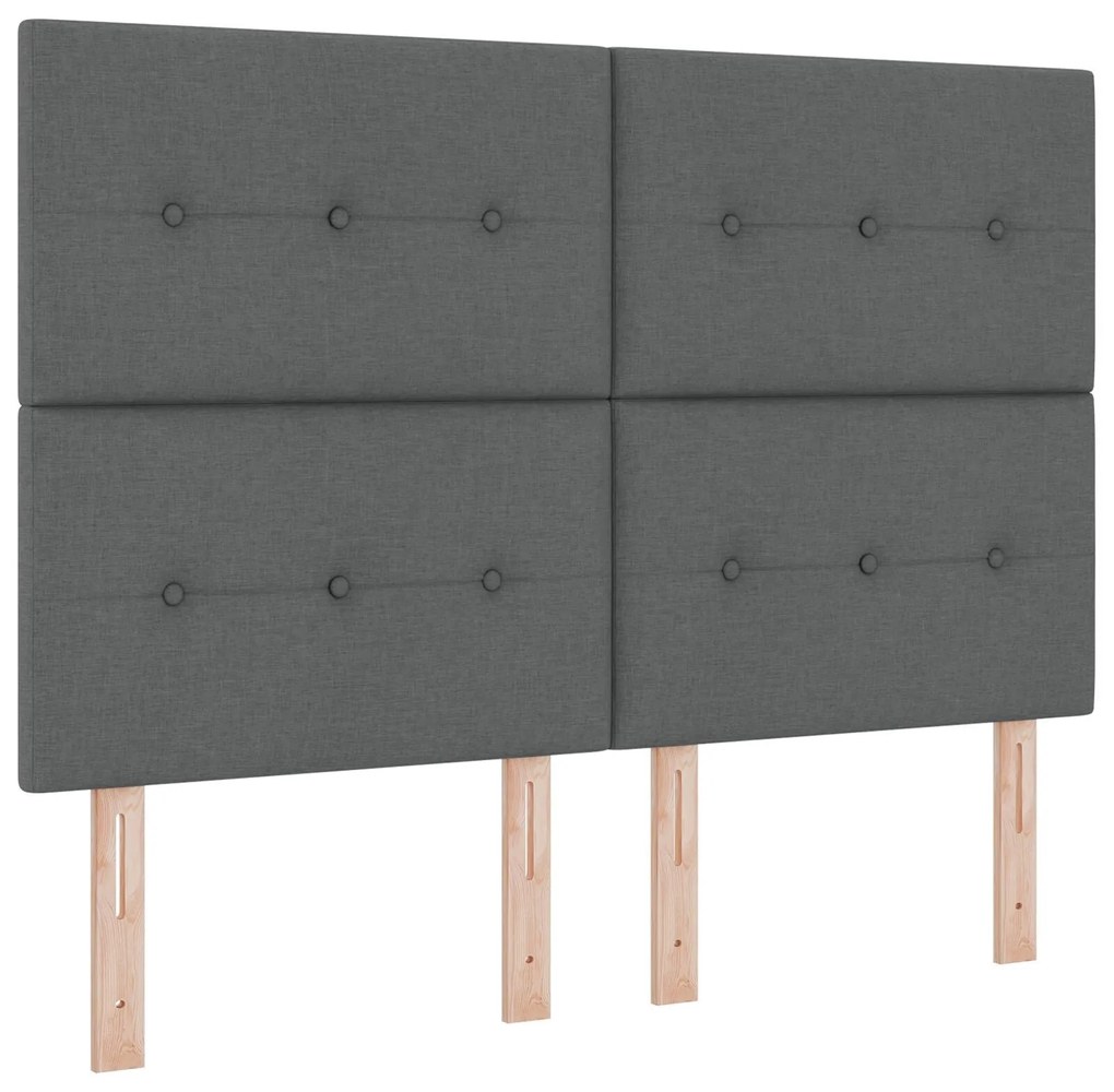 Cama Box Spring com Colchão e Banco Cinza Escuro 140x190 cm Tecido