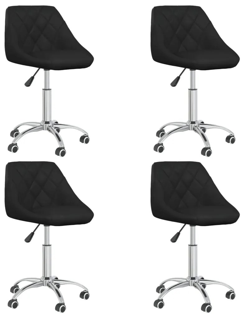 Cadeiras de jantar giratórias 4 pcs couro artificial preto
