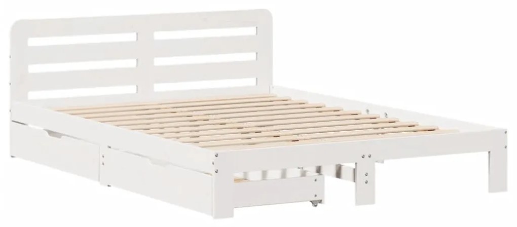 Cama sem colchão 160x200 cm madeira de pinho maciça branco