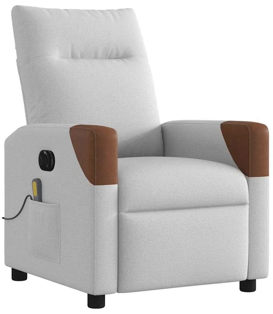 Poltrona massagens reclinável elétrica tecido cinzento-nublado
