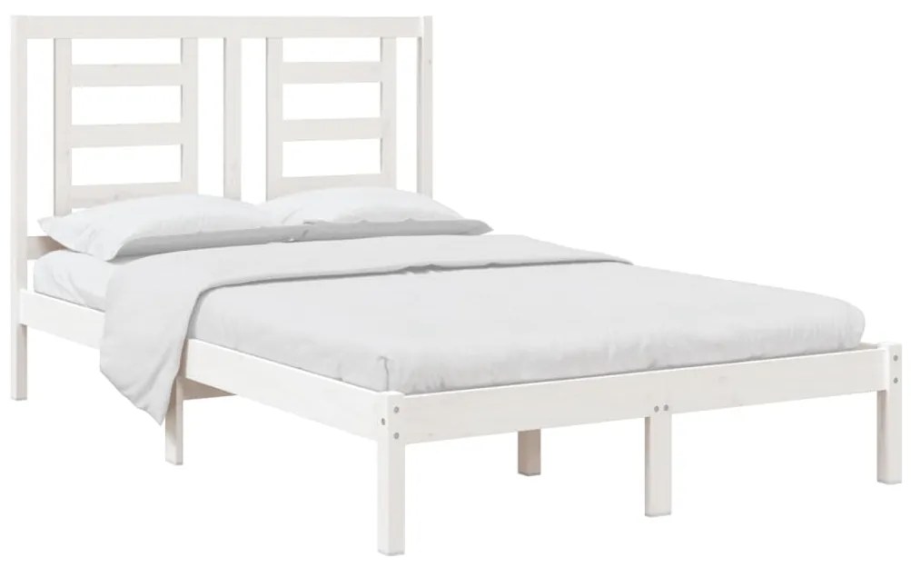 Cama sem colchão 120x200 cm madeira de pinho maciça branco