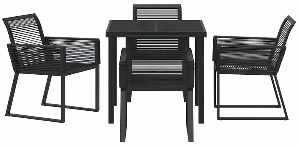 Conjunto de jantar de jardim de 5 peças em rattan sintético preto