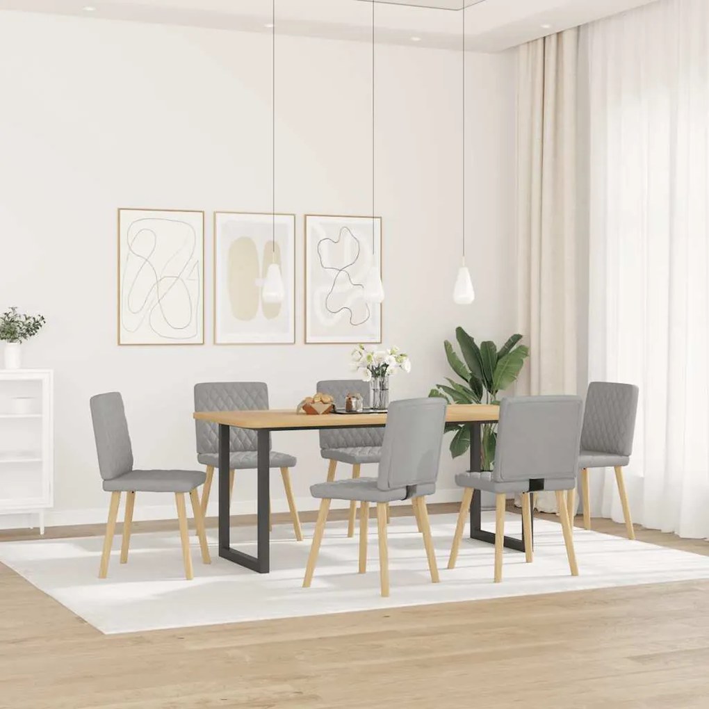 Cadeiras de jantar 6 pcs tecido cinza nuvem