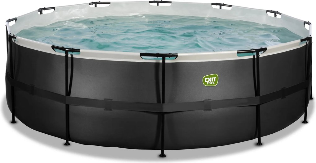 Piscina redonda Black Leather ø450x122cm com bomba de filtro de areia - preta