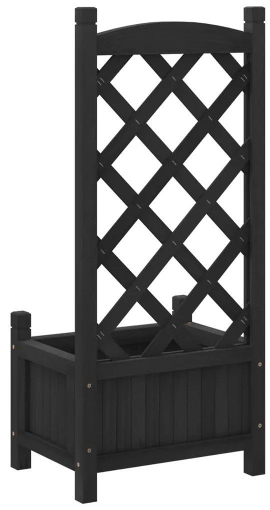 Vaso/floreira com treliça madeira de abeto maciça preto