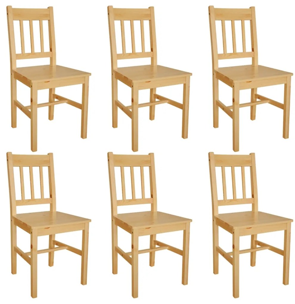 Cadeiras de jantar 6 pcs madeira de pinho