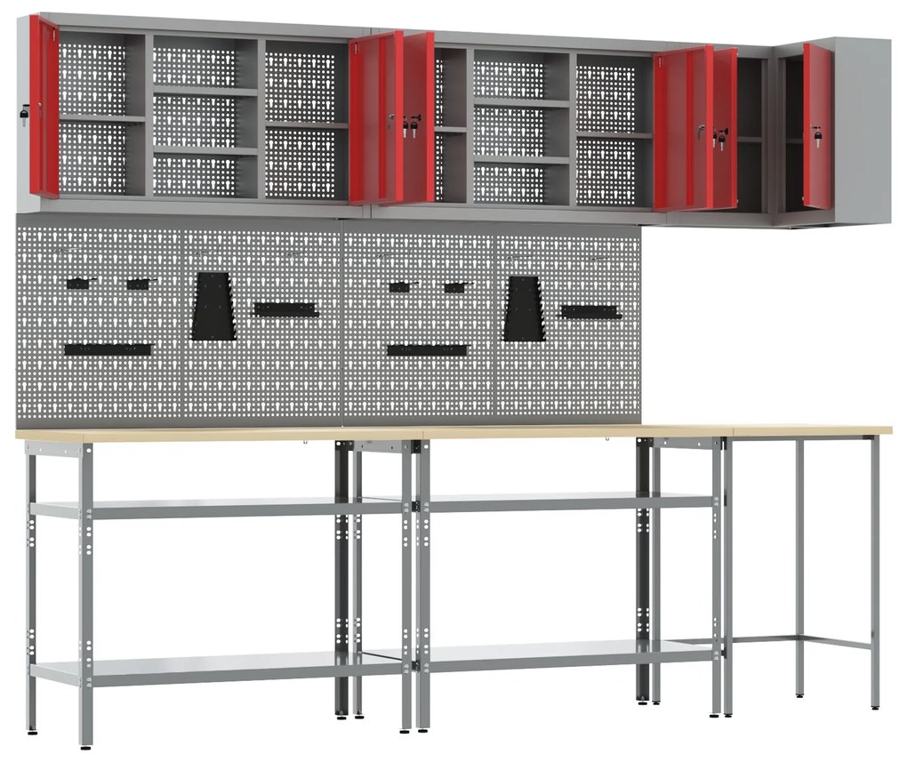 Conjunto de mesa para guardar ferramentas de 10 peças vidaXL - Madeira