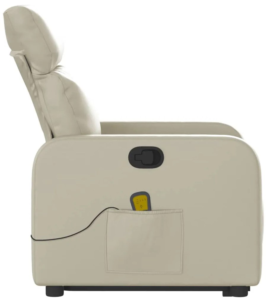 Poltrona reclinável de massagens couro artificial cor creme
