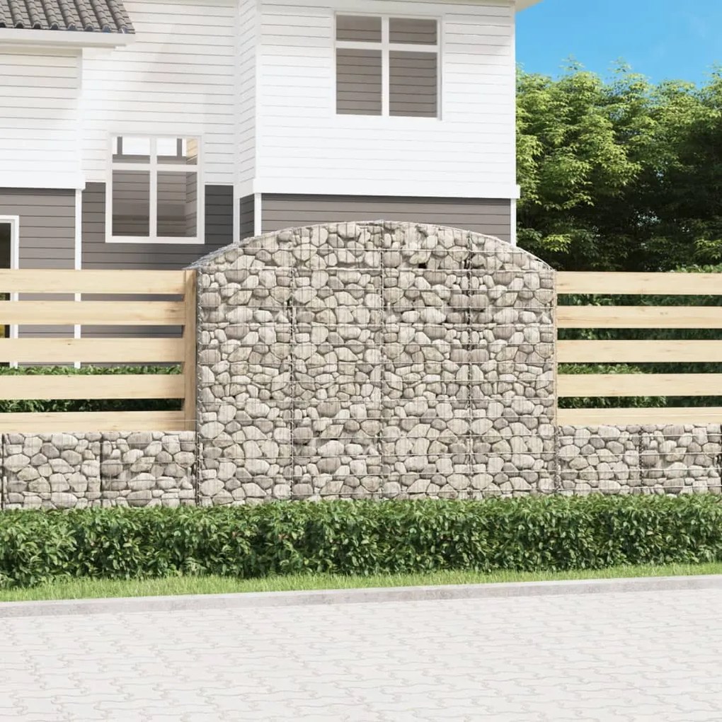vidaXL Cesto gabião arqueado 200x50x160/180 cm ferro galvanizado