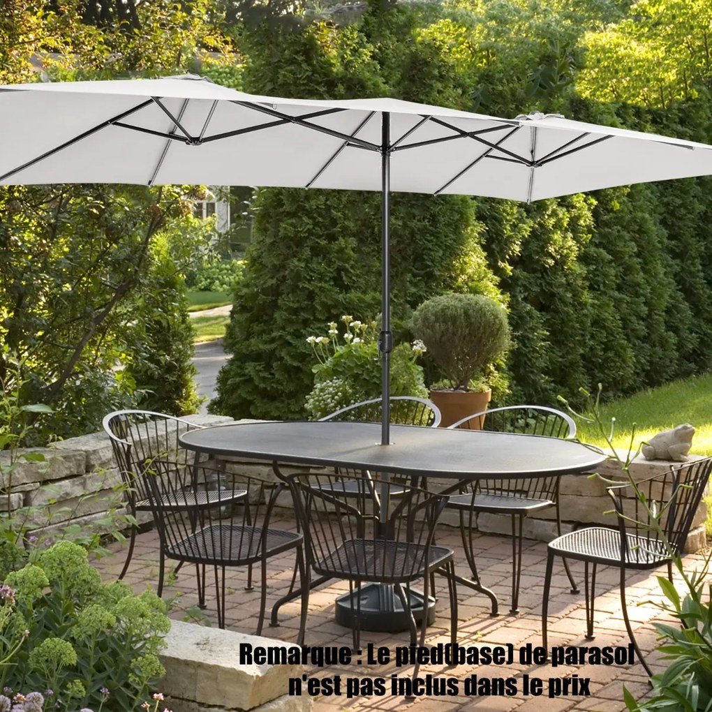 Guarda-sol duplo 426 x 265 cm retangular proteção UV marrom