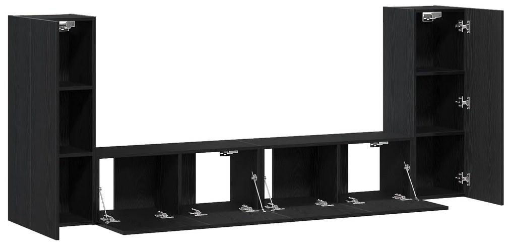 Conjunto de Estante para TV de 4 peças Montada na Parede em Carvalho P