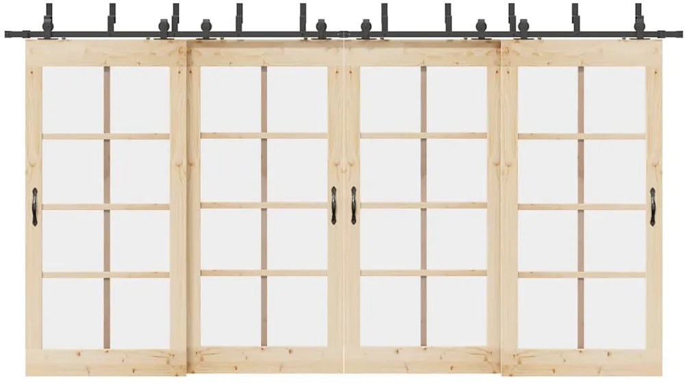 Kit de ferragens para porta deslizante 427 cm aço preto