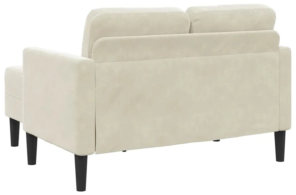 Sofá 2 lugares com Chaise em L 125 cm veludo creme