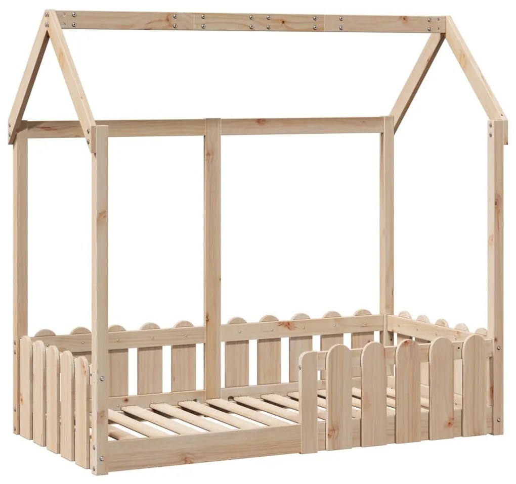 Cama infantil formato casa 70x140 cm madeira de pinho maciça