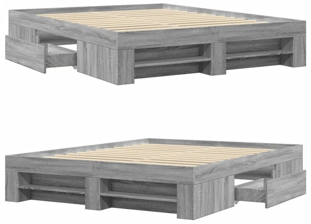 Estrutura de cama sem colchão 160x200 cm sonoma cinzento