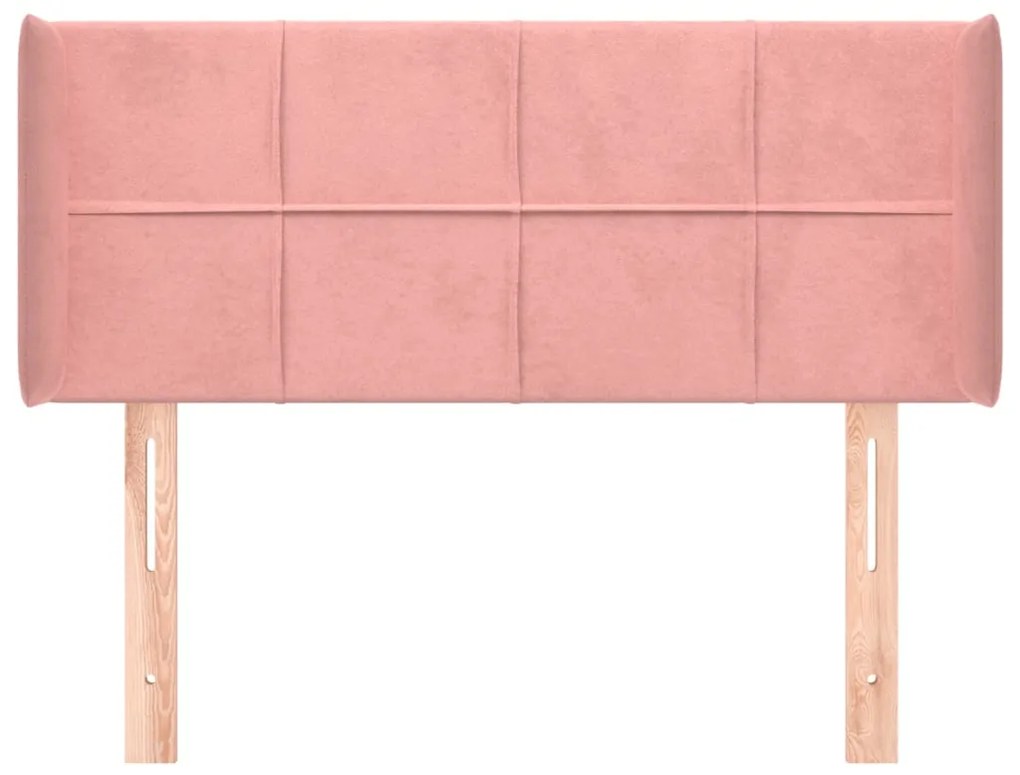 Cabeceira de cama c/ abas veludo 103x16x78/88 cm rosa