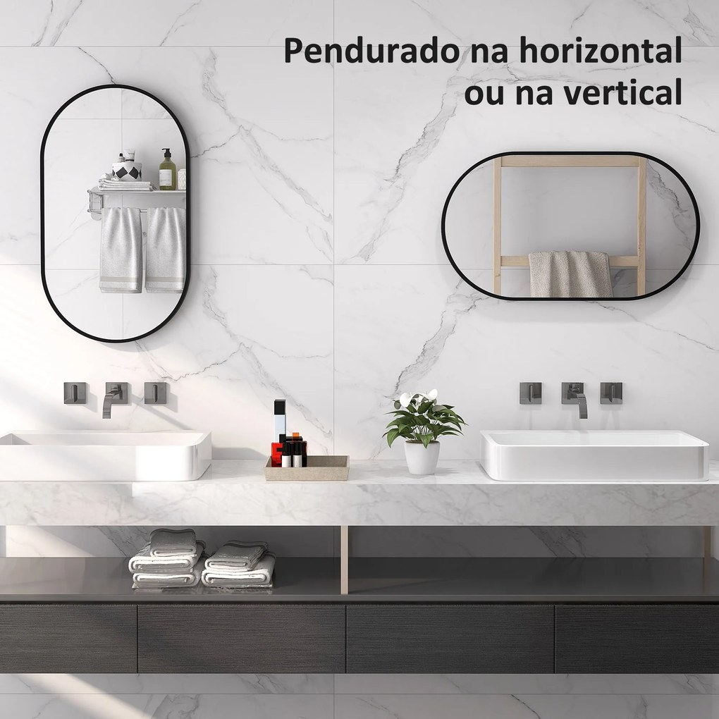 Espelho Casa de Banho Ovalado 40x70 cm Espelho Decorativo de Parede co
