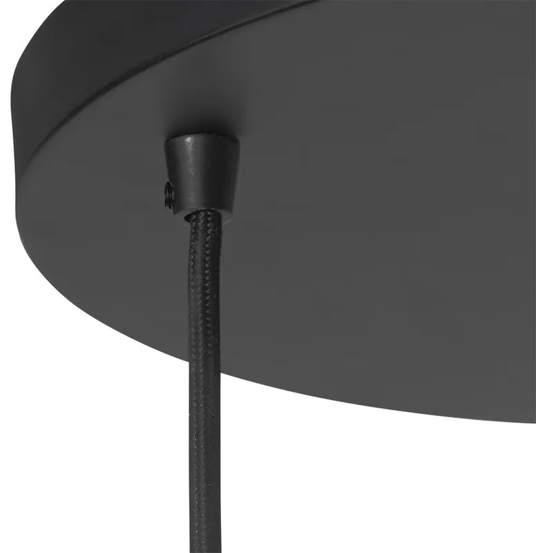 Candeeiro de suspensão Art Deco preto com vidro fumê 3 luzes redondo - Busa Art Deco