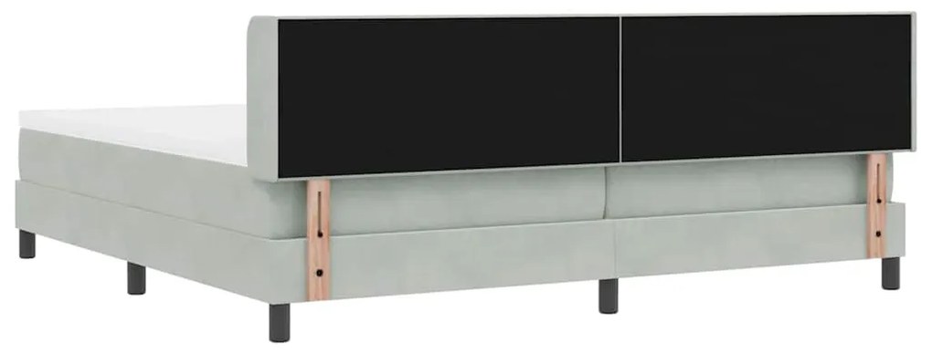 Cama Box Spring vidaXL com Colchão Cinza Claro 200x200 cm Veludo