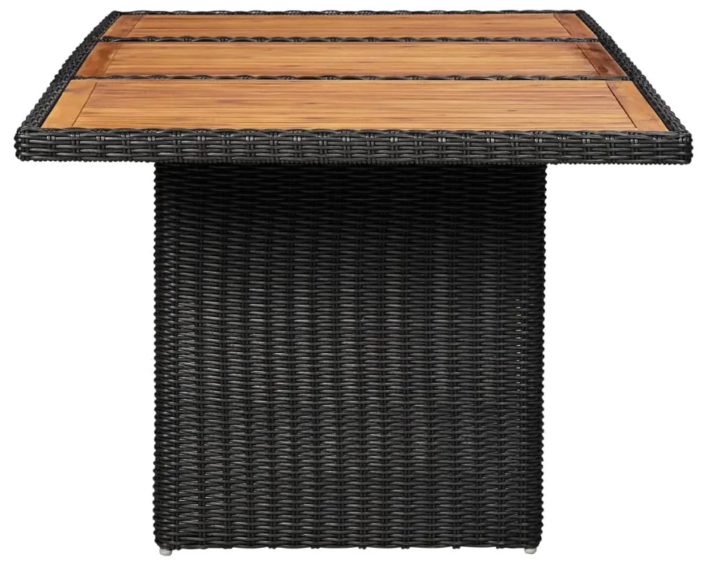 Mesa de jantar jardim 200x100x74 cm vime PE preto