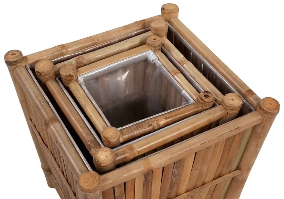 Vasos/floreiras em bambu 3 pcs forro de nylon
