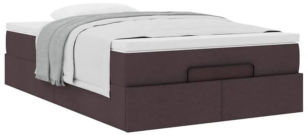 Estrutura cama otomana colchão 120x200cm tecido castanho escuro