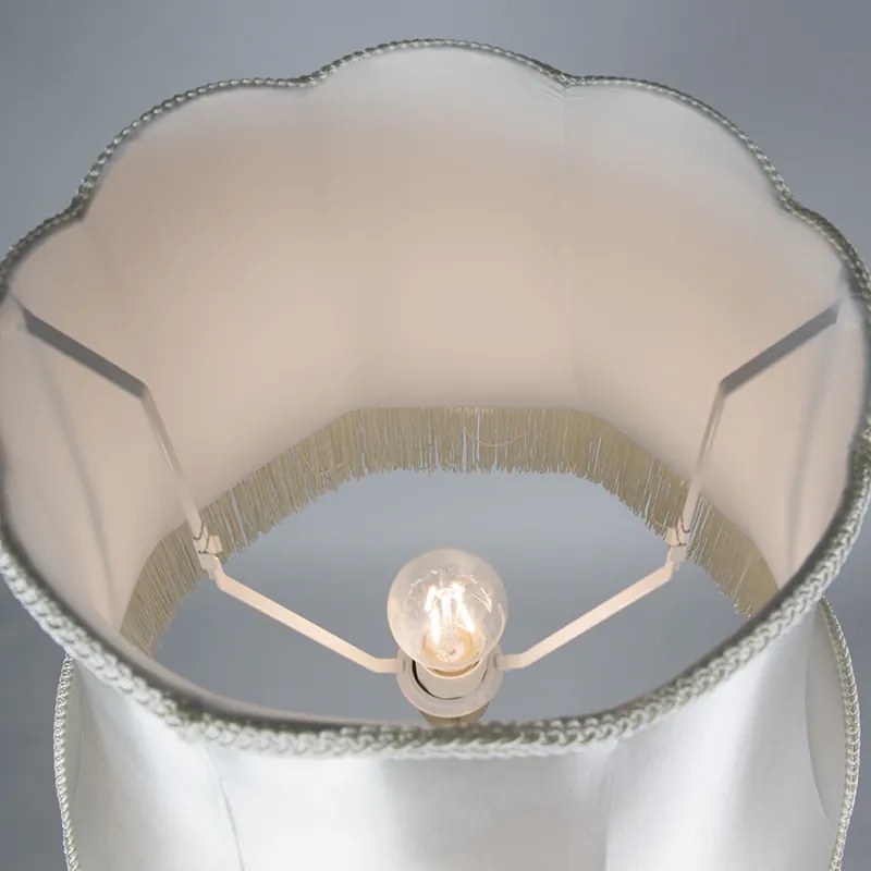 Candeeiro de pé retro em latão com abajur Granny creme 45 cm - Kaso